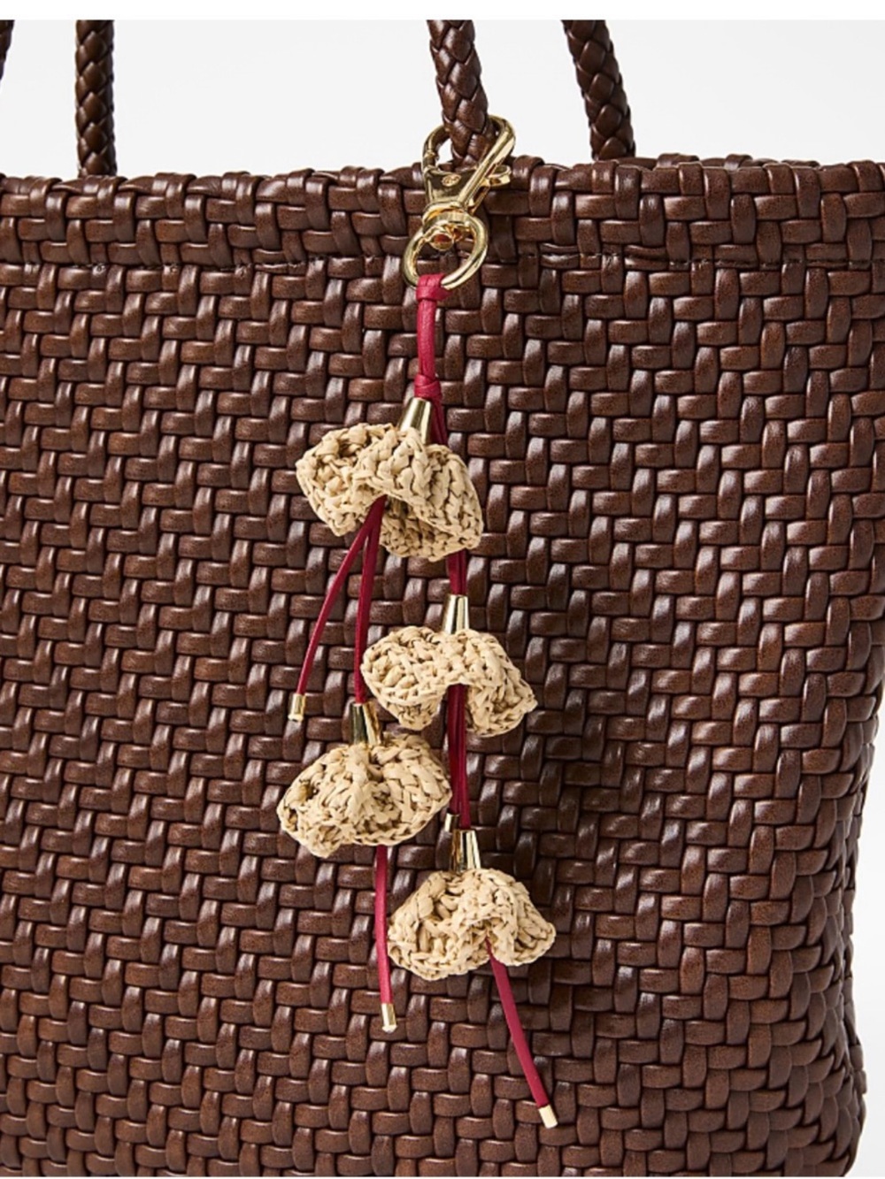 LOFT Raffia flower bag charm